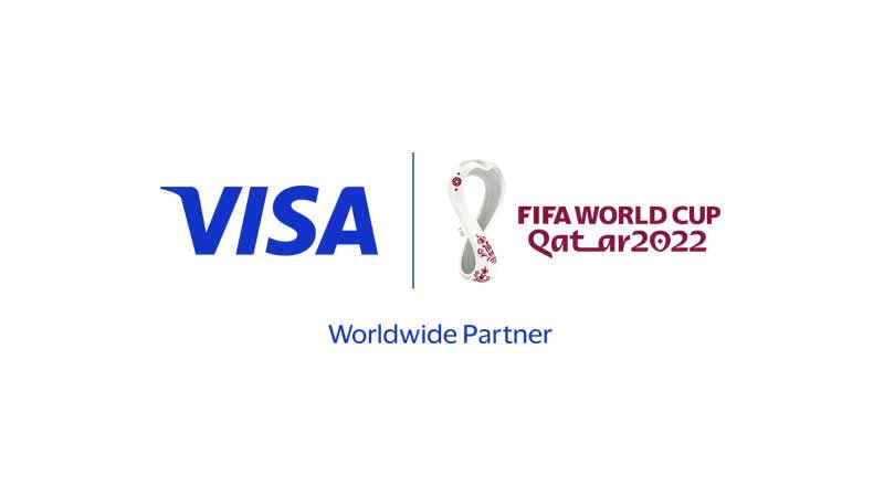 Visa Logo and FIFA World Cup Qatar 2022 logo with byline "Worldwide Partner".